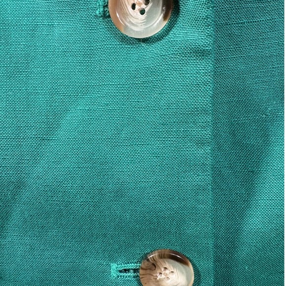 Tahari Linen Blend Blazer Kelly Green Tailored Career Jacket Women 10 - Picture 4 of 9